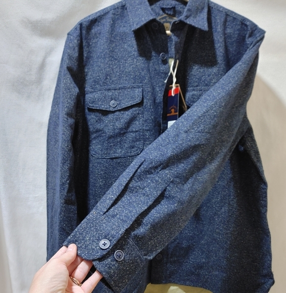 Freedom Foundry Flannel Button Front Shirt Heathered Navy Blue Brushed Cotton M - Picture 4 of 9